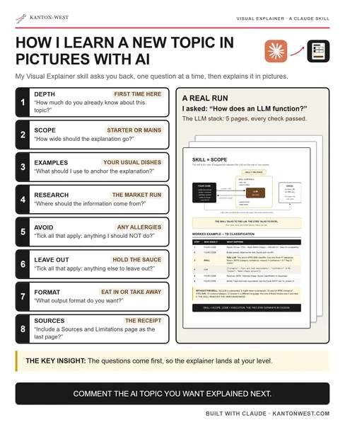 How I learn a new topic in pictures with AI: the Visual Explainer's questions and a real run
